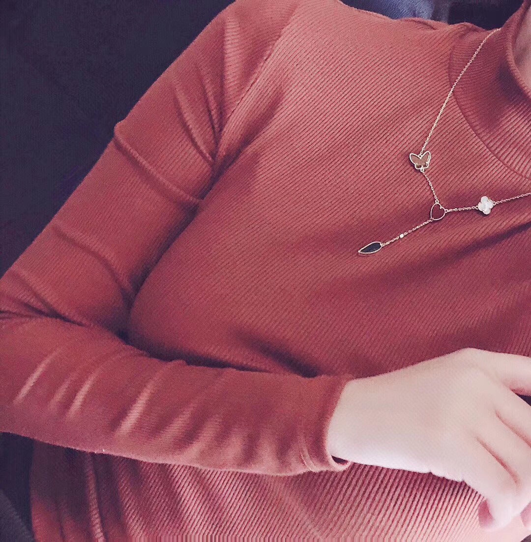 [Vera Jewelry]LUCKY SPRING 4 MOTIFS ROSE GOLD NECKLACE