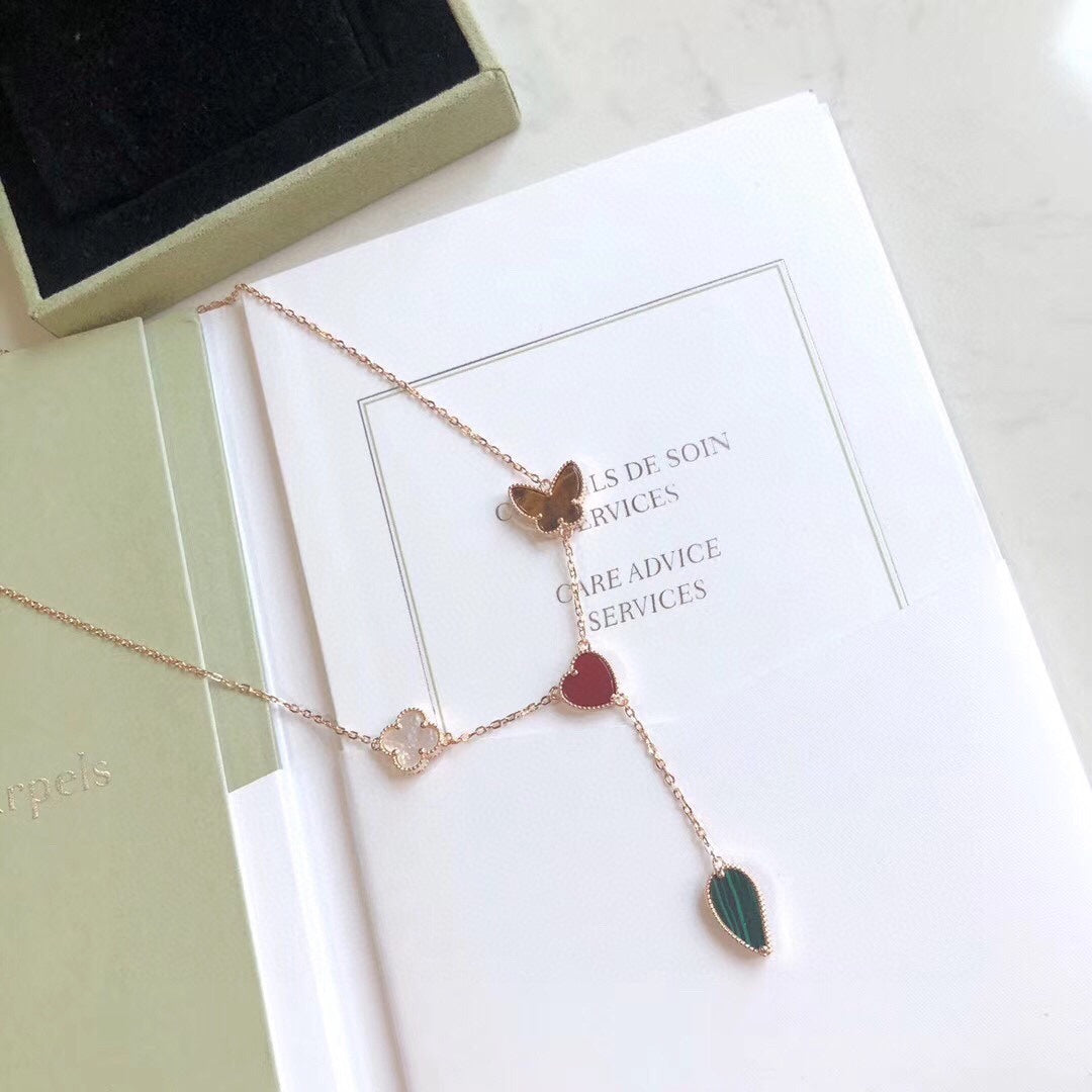 [Vera Jewelry]LUCKY SPRING 4 MOTIFS ROSE GOLD NECKLACE