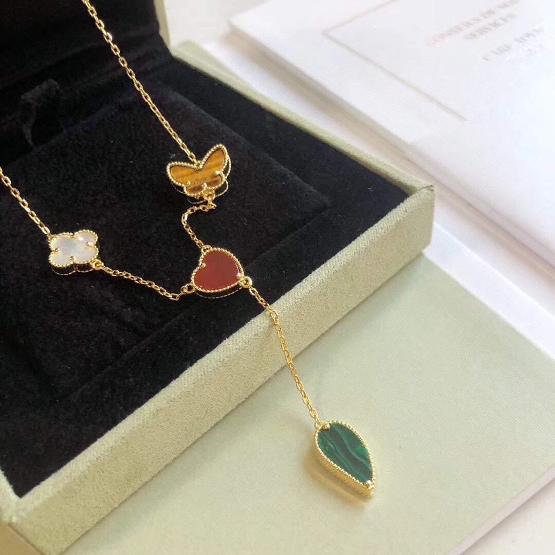 [Vera Jewelry]LUCKY SPRING 4 MOTIFS ROSE GOLD NECKLACE