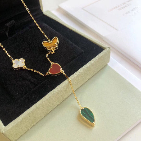 [Vera Jewelry]LUCKY SPRING 4 MOTIFS ROSE GOLD NECKLACE