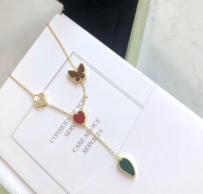 [Vera Jewelry]LUCKY SPRING 4 MOTIFS ROSE GOLD NECKLACE