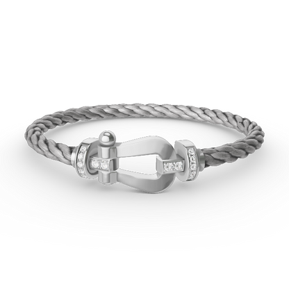[Vera  Jewelry]FORCE LARGE HORSESHOE HALF DIAMOND BRACELET SILVER