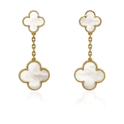 [Vera  Jewelry]CLOVER 2 MOTIF WHITE MOP EARRINGS
