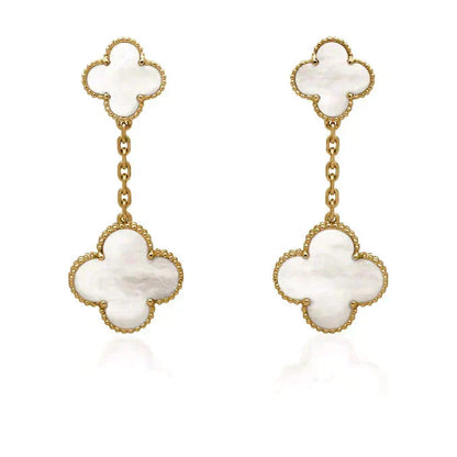 [Vera Jewelry]クローバー 2モチーフ ホワイトマザーオブパール ピアス