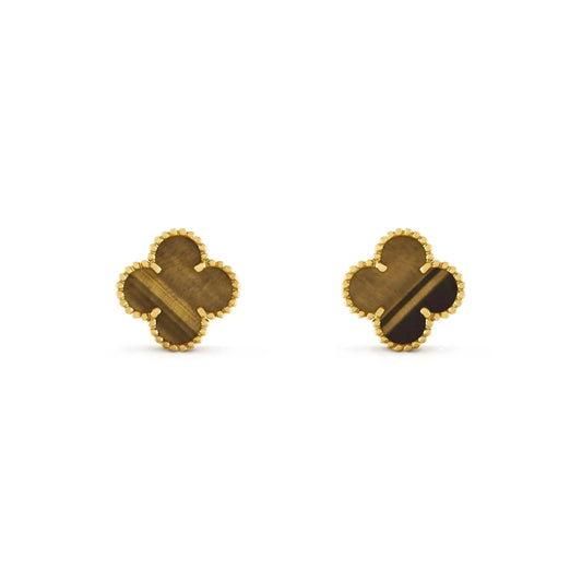 [Vera  Jewelry]CLOVER MEDIUM 1 MOTIFS TIGER EYE EARRINGS