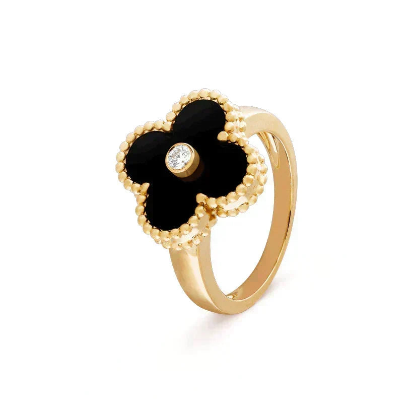 [Vera  Jewelry]CLOVER ONYX RING GOLD DIAMOND