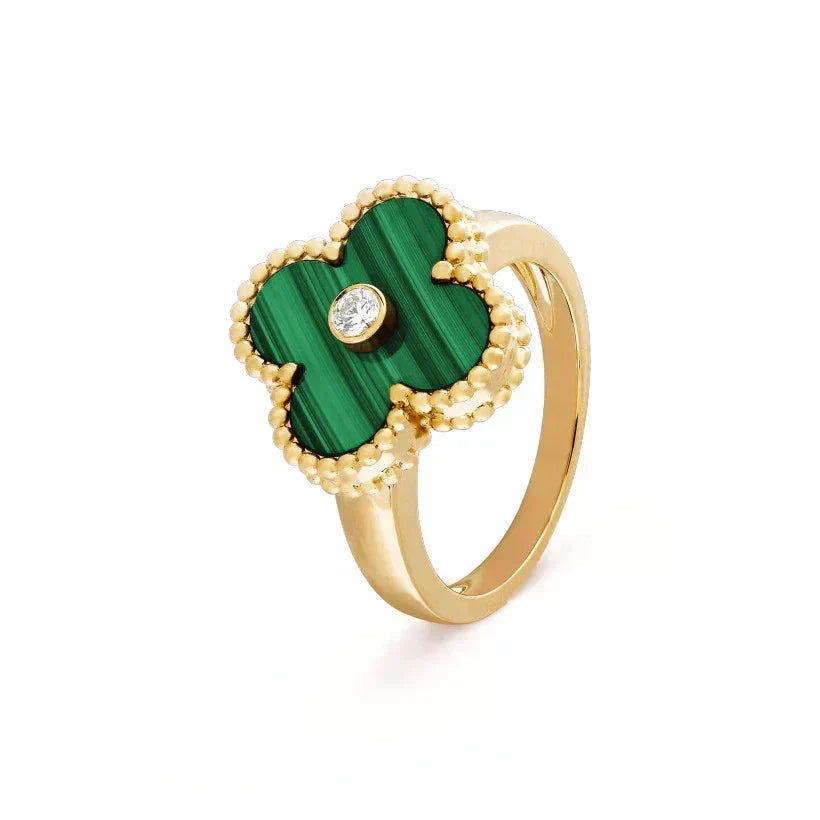 [Vera  Jewelry]CLOVER MALACHITE RING GOLD DIAMOND